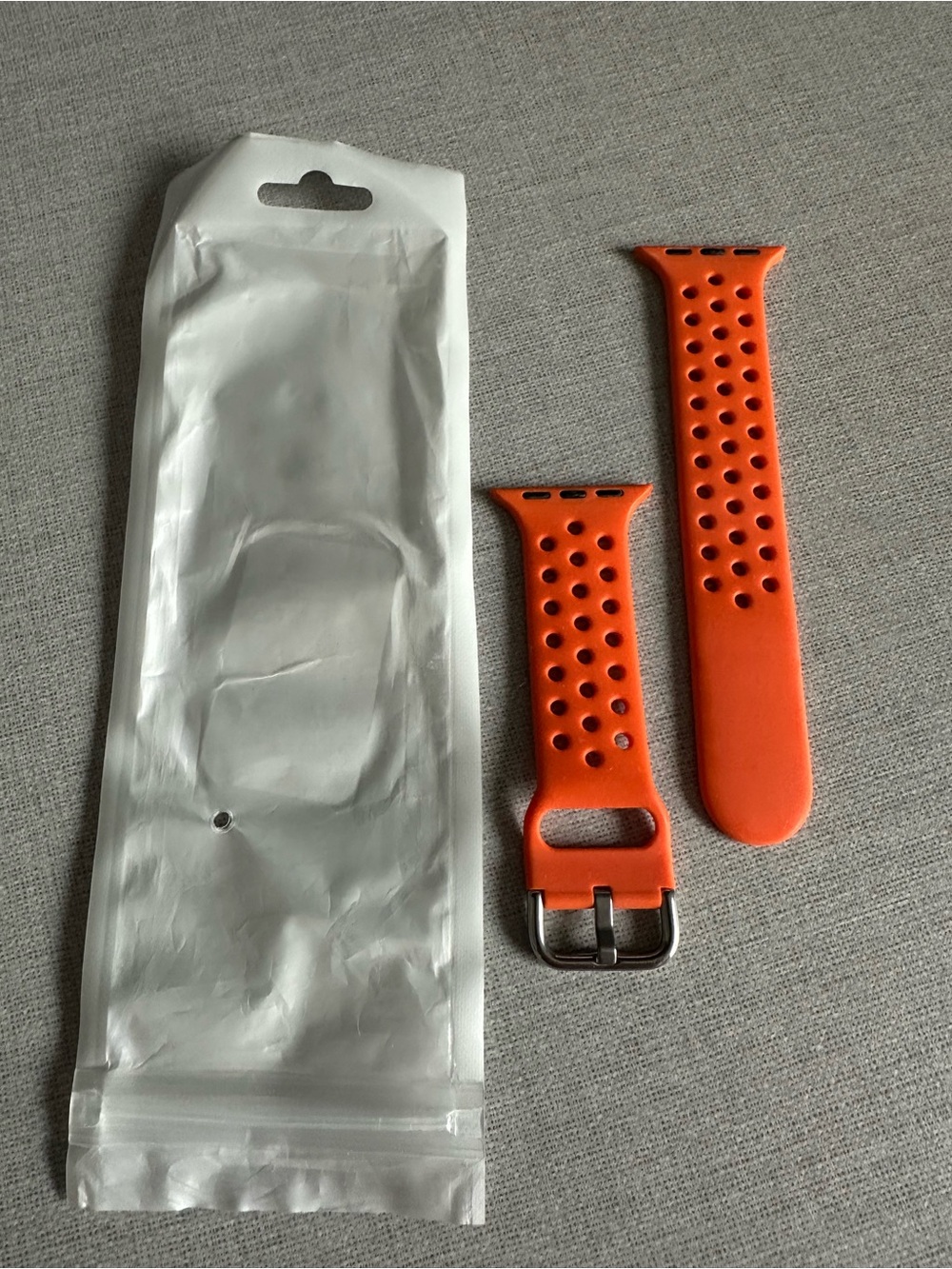 Orange Silicone Watch Band with Vent Holes